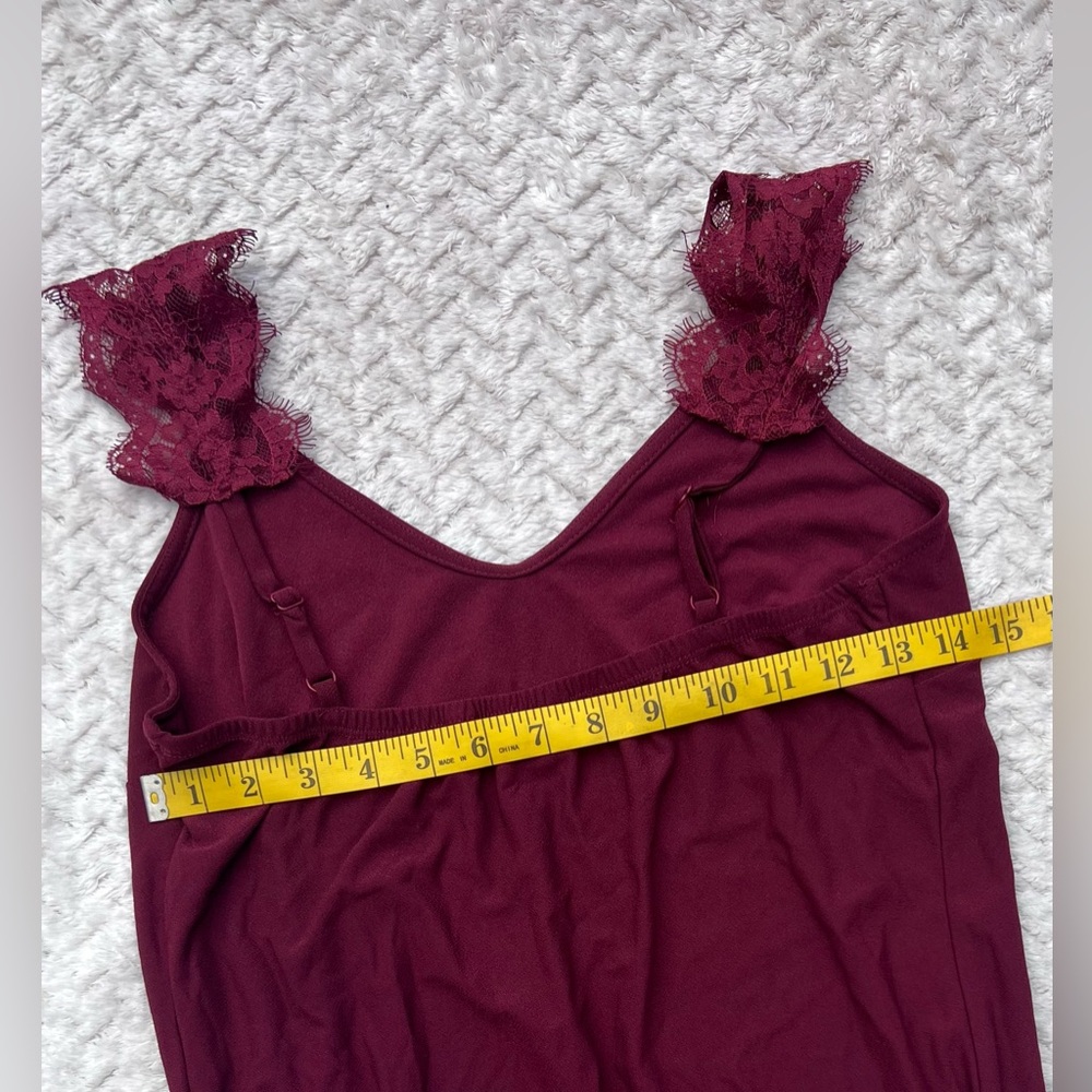 Willow & Root Burgundy Bohemian Camisole Lace Whimsygoth Elegant Fairycore XS - Picture 9 of 9